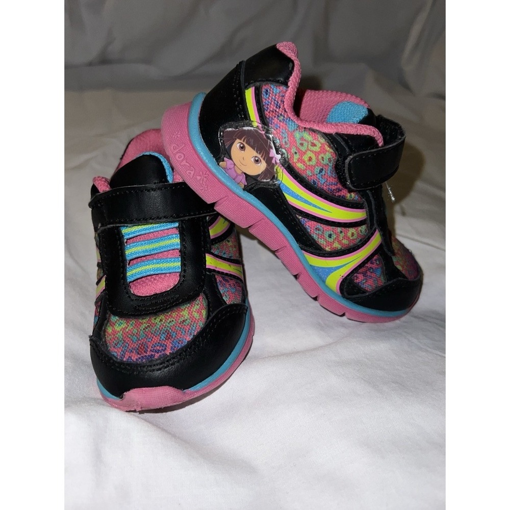 Dora The Explorer Toddler Shoes Size 5.5 Hook & Loop 2014 Viacom Cheetah Pink